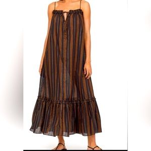 H&M striped caftan brown black dress Flounced
Cotton Dress
Size 10